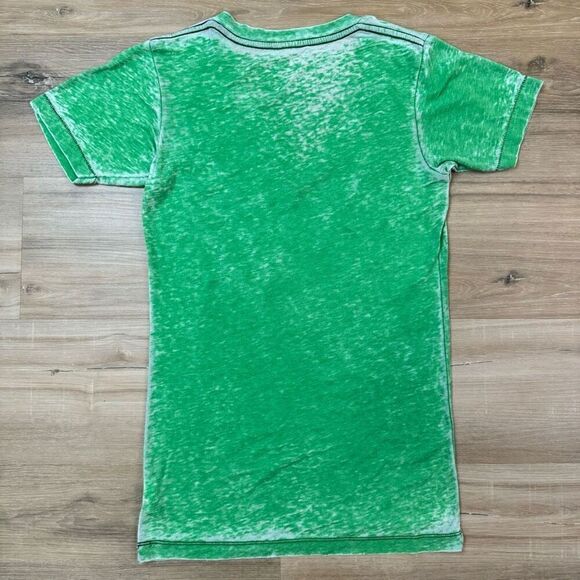 Affliction Womens S Lady Luck VNeck Tee Studded Green Burnout Alternative Grunge - Picture 4 of 4